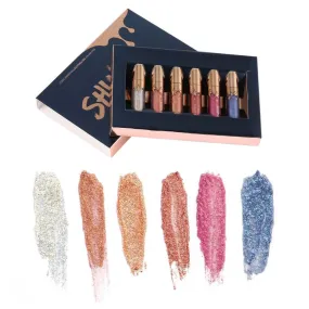 Beauty Glazed 6pcs/set Professional Shine Liquid Lipstick Shimmering Glitters for Lips and Eyes Lip Gloss Makeup Tool