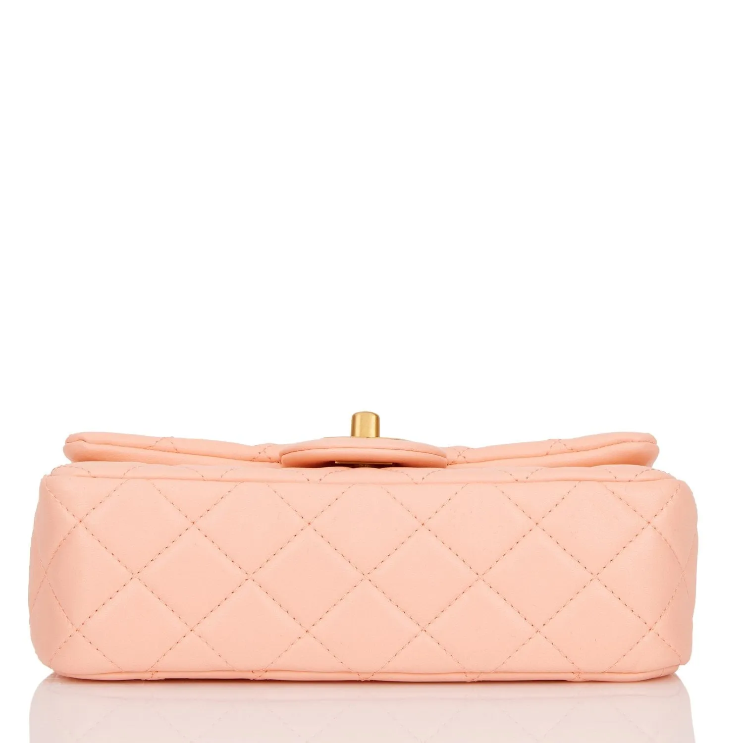 Chanel Pearl Crush Mini Rectangular Flap Bag Peach Lambskin Antique Gold Hardware