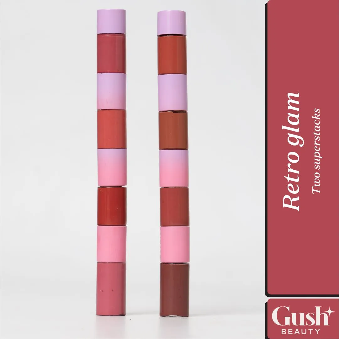 Gush Beauty Retro Glam Lip Kit - THINK PINK / BROWN AND LOVELY | 8.4 ml each