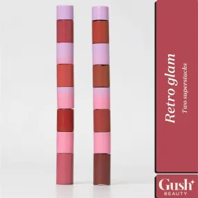 Gush Beauty Retro Glam Lip Kit - THINK PINK / BROWN AND LOVELY | 8.4 ml each
