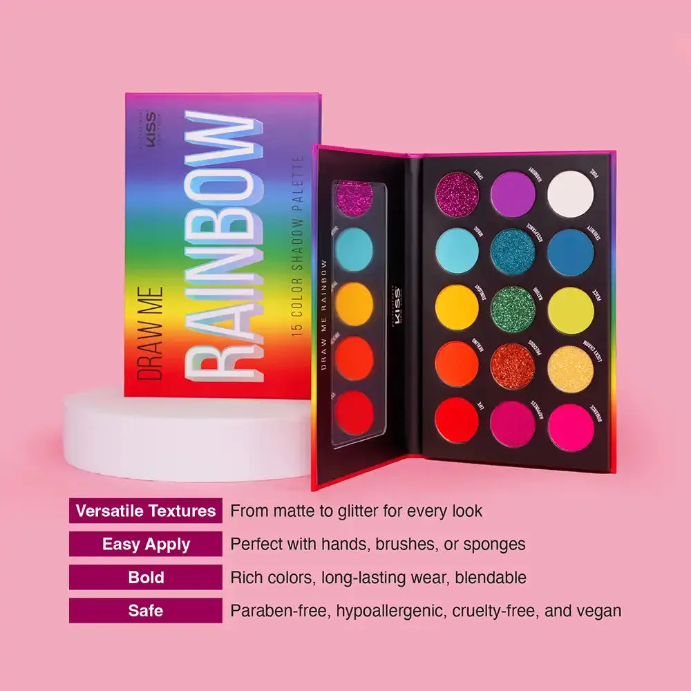 Kiss Shadow Palette "Draw Me Rainbow", 15 colors (KMSP04)