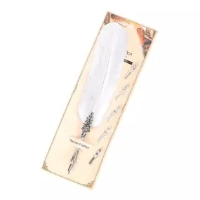 Metallic Silver Turkey Retro Feather Calligraphy Dip Quill Pen