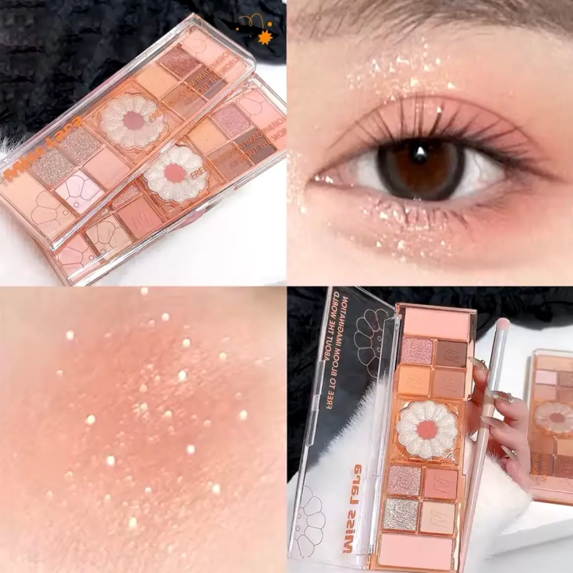 Miss Lara Flower Eyeshadow Palette Nude Natural Glitter Delicate Eyeshadow Pallete