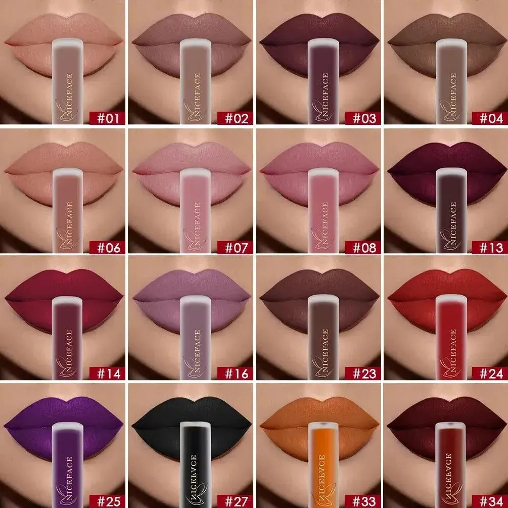 NICEFACE Nude Liquid Lipsticks - Waterproof Velvet Matte Lip Tint