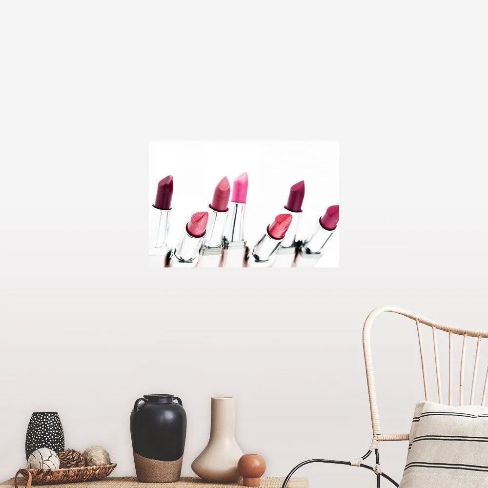 "Assortment of coloured lipsticks, close-up" Poster Print - Multi
