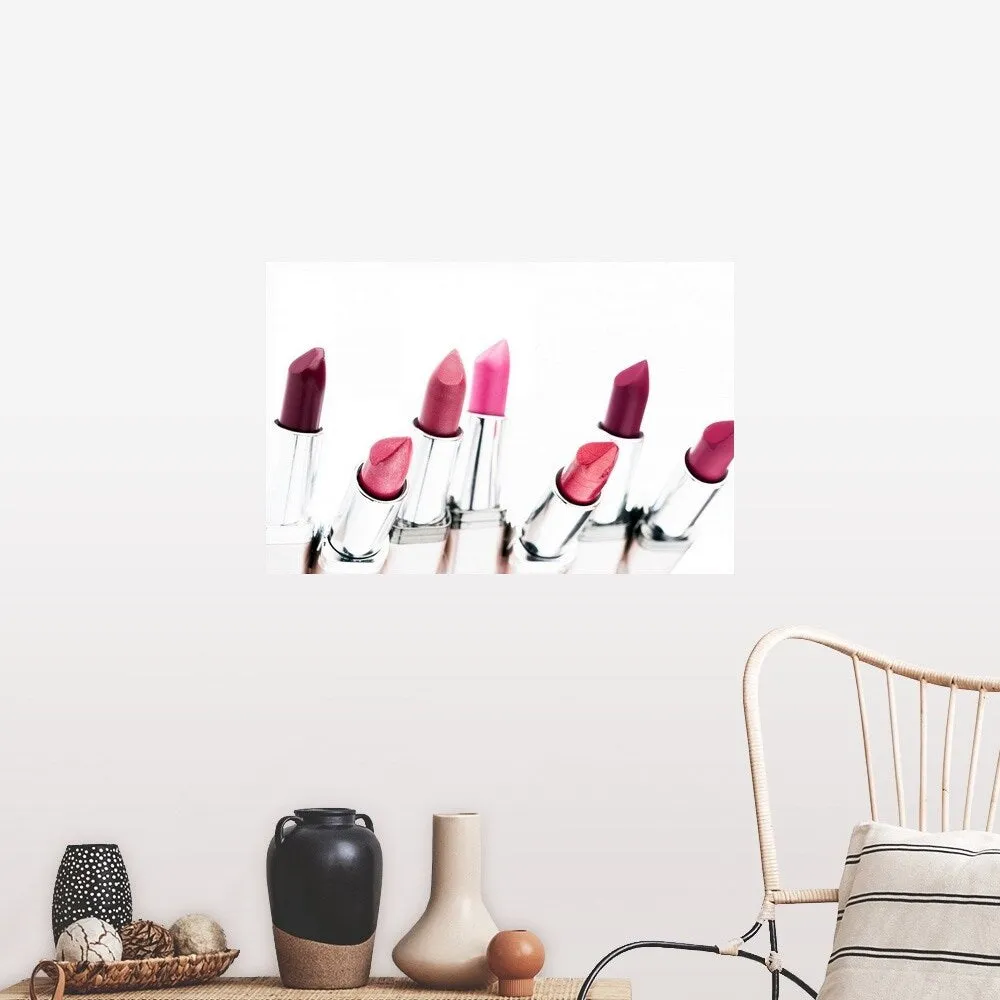 "Assortment of coloured lipsticks, close-up" Poster Print - Multi