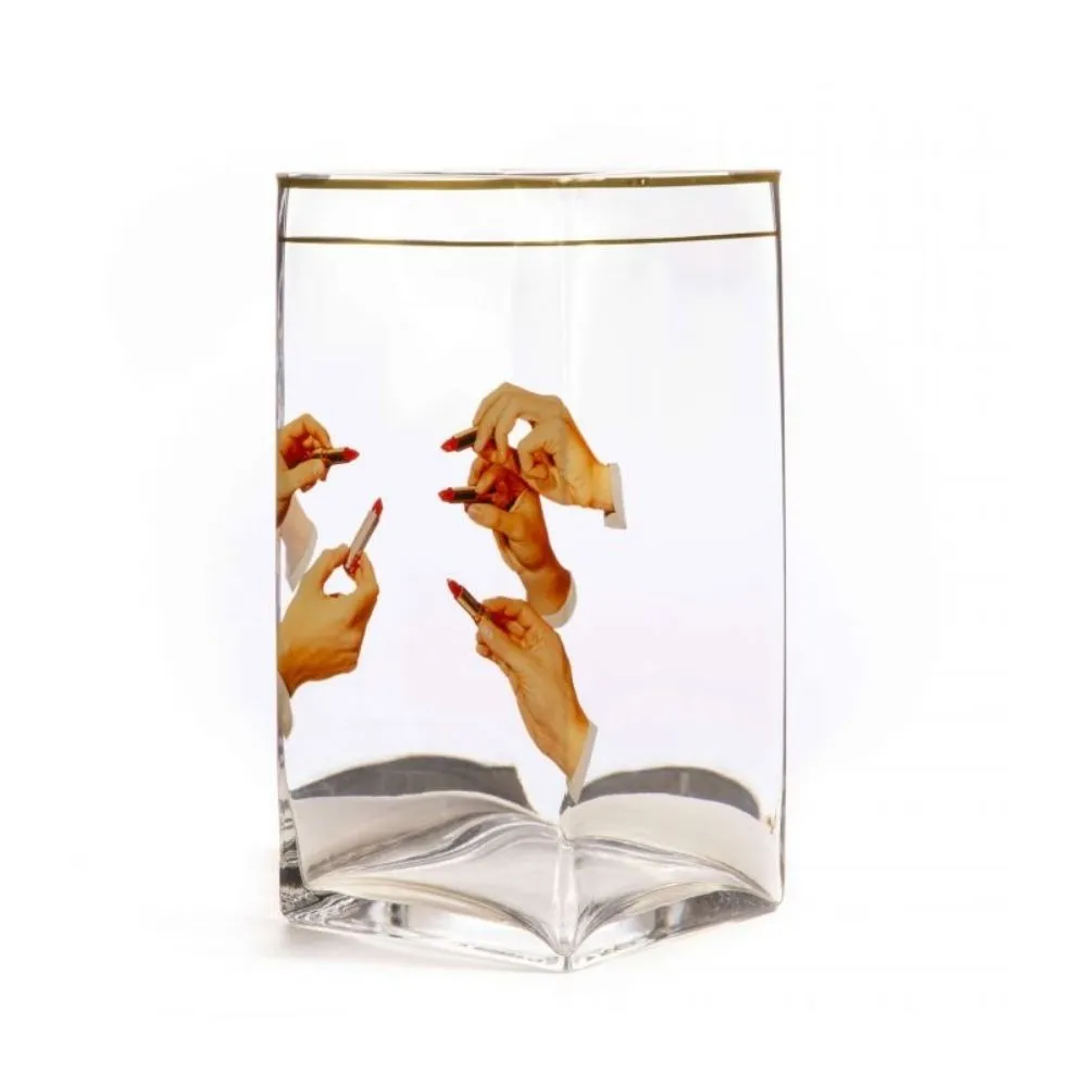 Seletti Toiletpaper Glass Vases Lipsticks vase h. 30 cm.